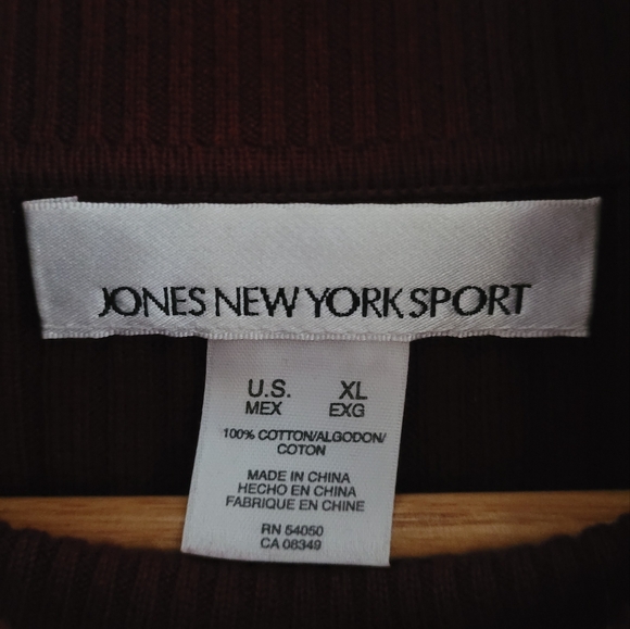 Jones New York classic ribbed cotton turtleneck sweater Women's XL cranberry - Picture 3 of 5